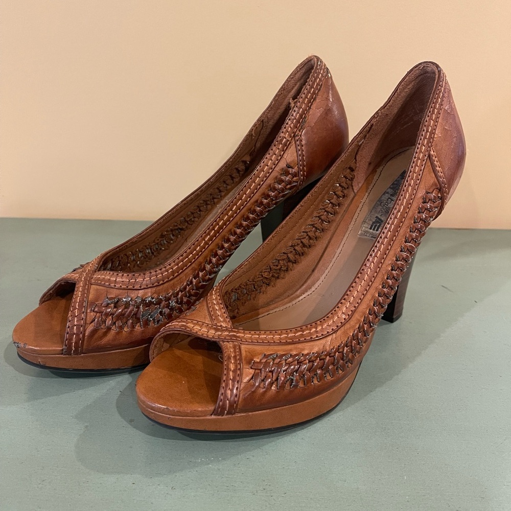 Brown Peep-Toe Heels